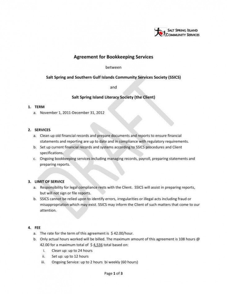 6 bookkeeping contract templates  pdf word  free freelance bookkeeping contract template example