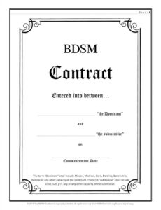 bdsm contract submissive contract template sample