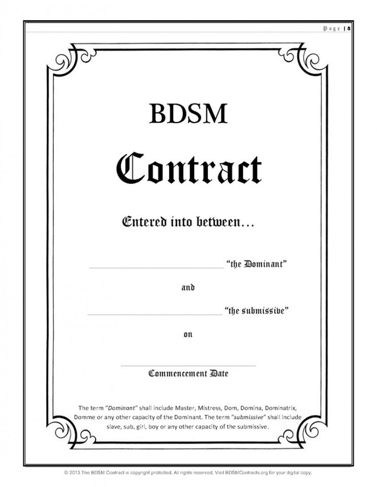 bdsm contract submissive contract template sample