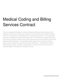 editable medical coding and billing services contract medical billing service contract template example