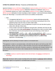 editable music distribution contract music production deal contract template example