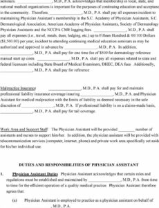 editable physician assistant employment agreement terms of agreement physician assistant employment contract template excel