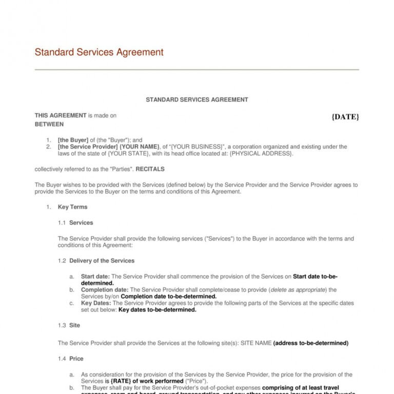 Editable Sample Managed Service Agreement Template Genericized Managed