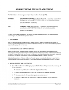 free administrative services agreement template  by businessin administrative assistant contract template word