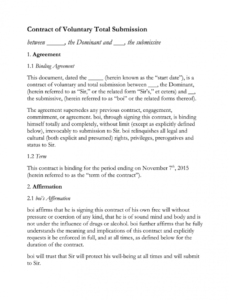 free bdsm contract  fill online printable fillable blank submissive contract template sample