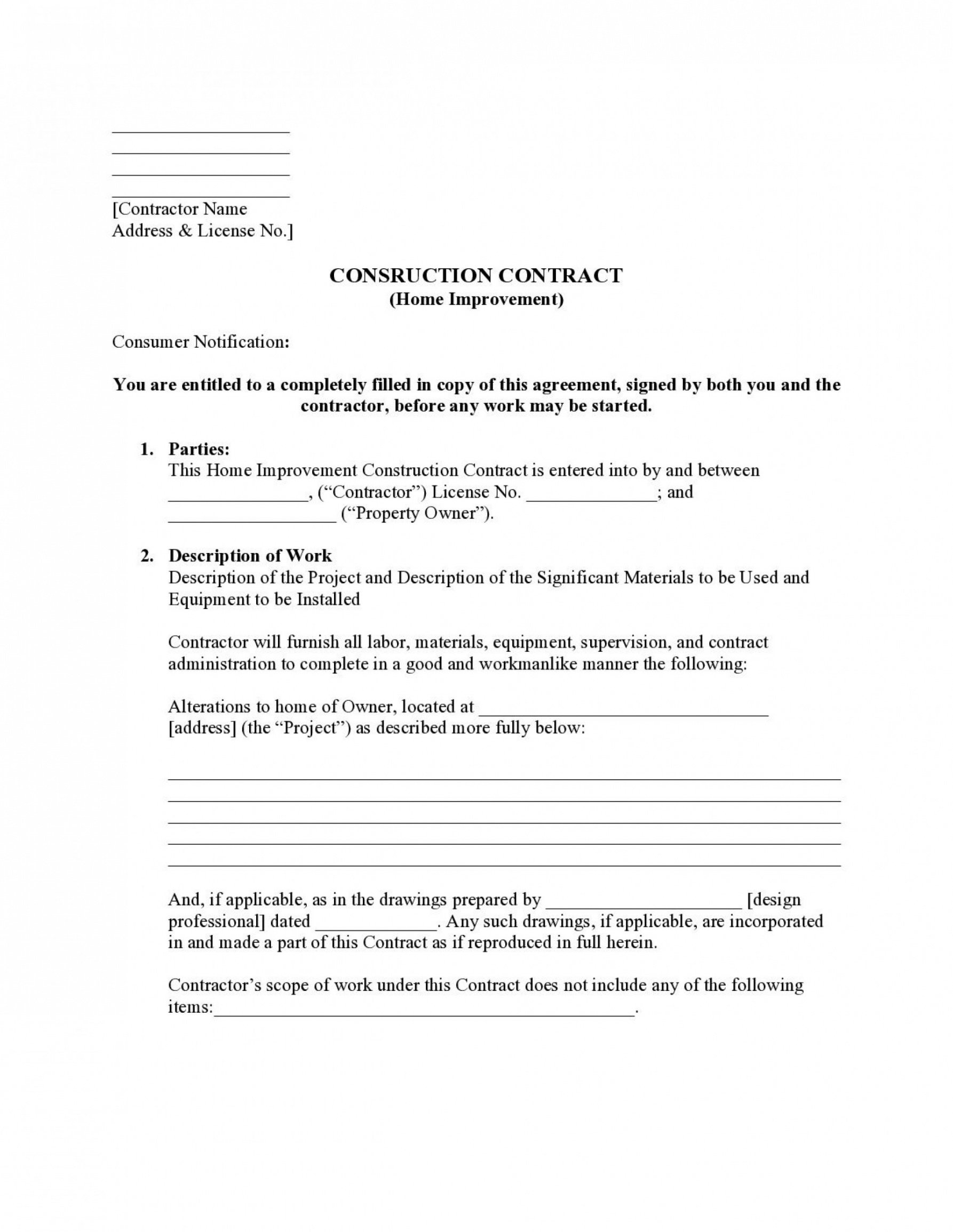 Construction Contract Addendum Template