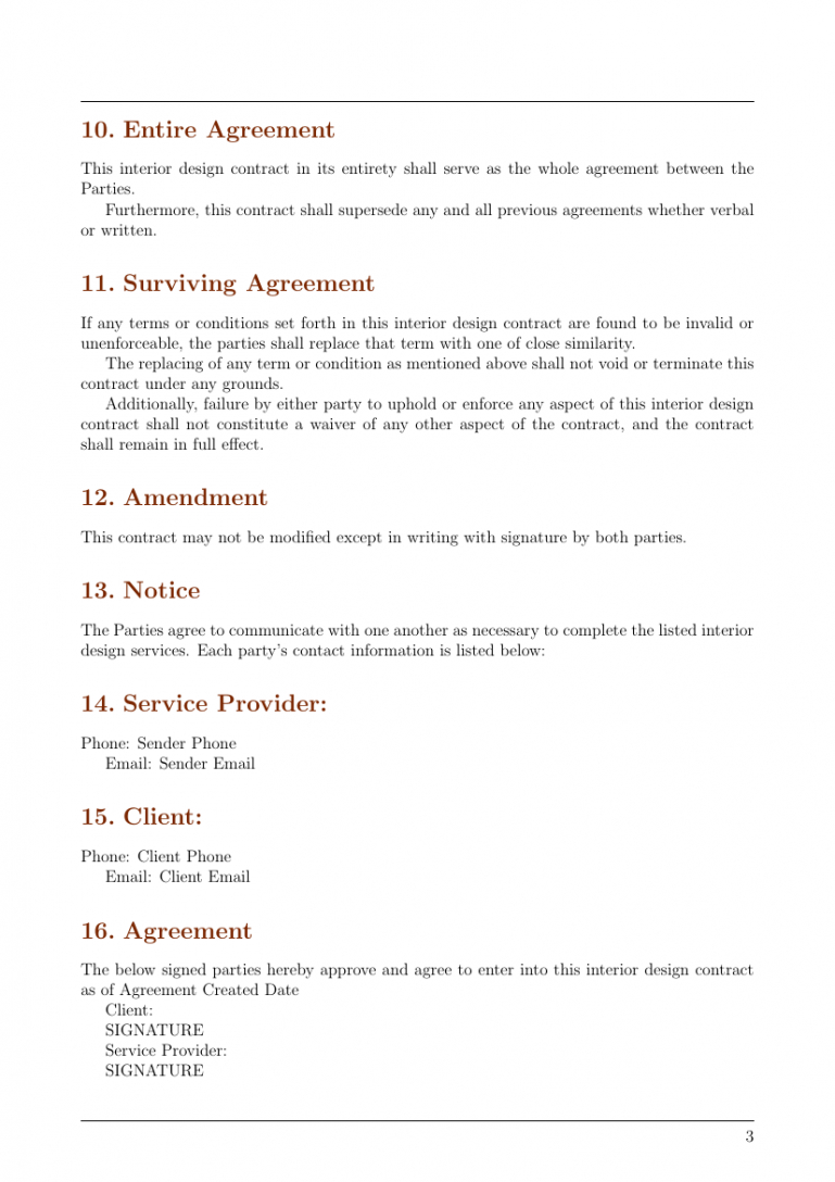 free contracts  interior design contract template template interior decorating contract template excel