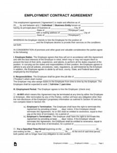 free employment contract template word ~ addictionary temporary employee contract template doc
