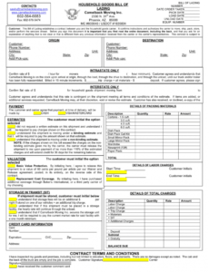 free moving company bill of lading template  fill out and sign printable pdf  template  signnow moving company contract template word