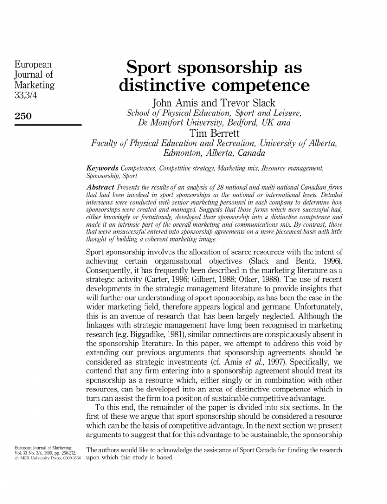 free pdf sport sponsorship as distinctive competence athlete sponsorship contract template word