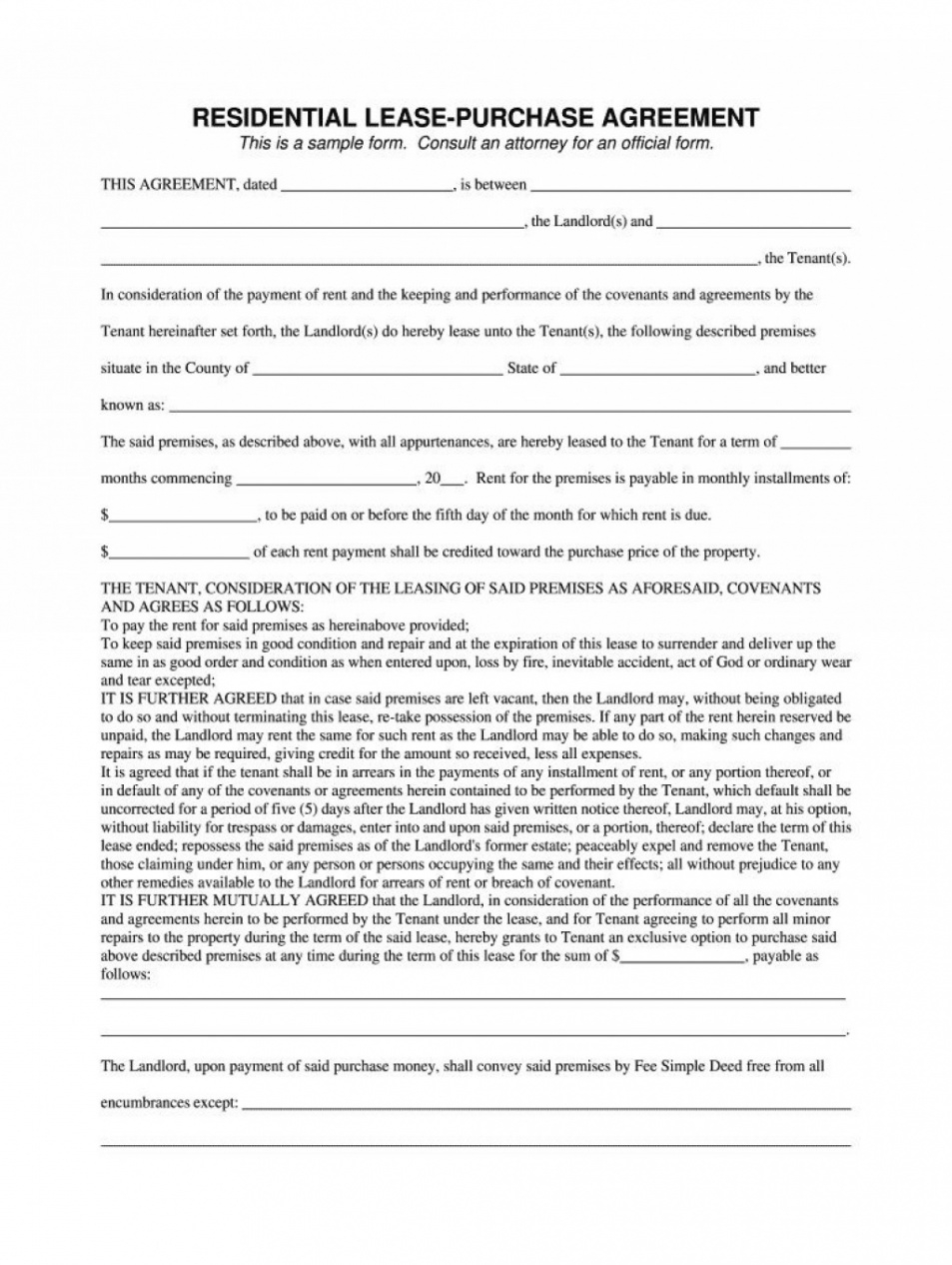 free rent to own contract templates ~ addictionary lease to own home contract template doc