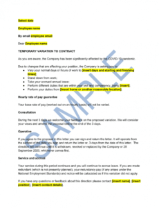 free temporary variation of employment contract  easy legal temporary employee contract template example