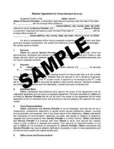 free virtual assistant retainer agreement sample  fill out and sign printable  pdf template  signnow administrative assistant contract template excel