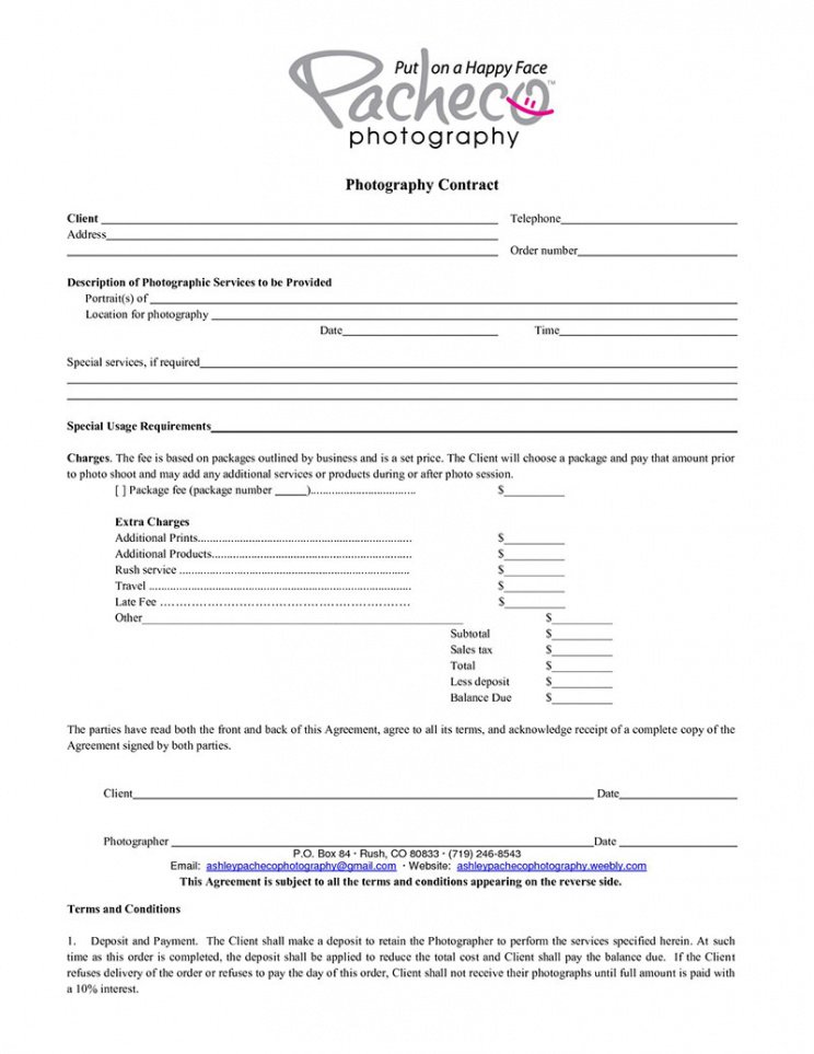 free what your photography contract must have plus good photography wedding contract template word