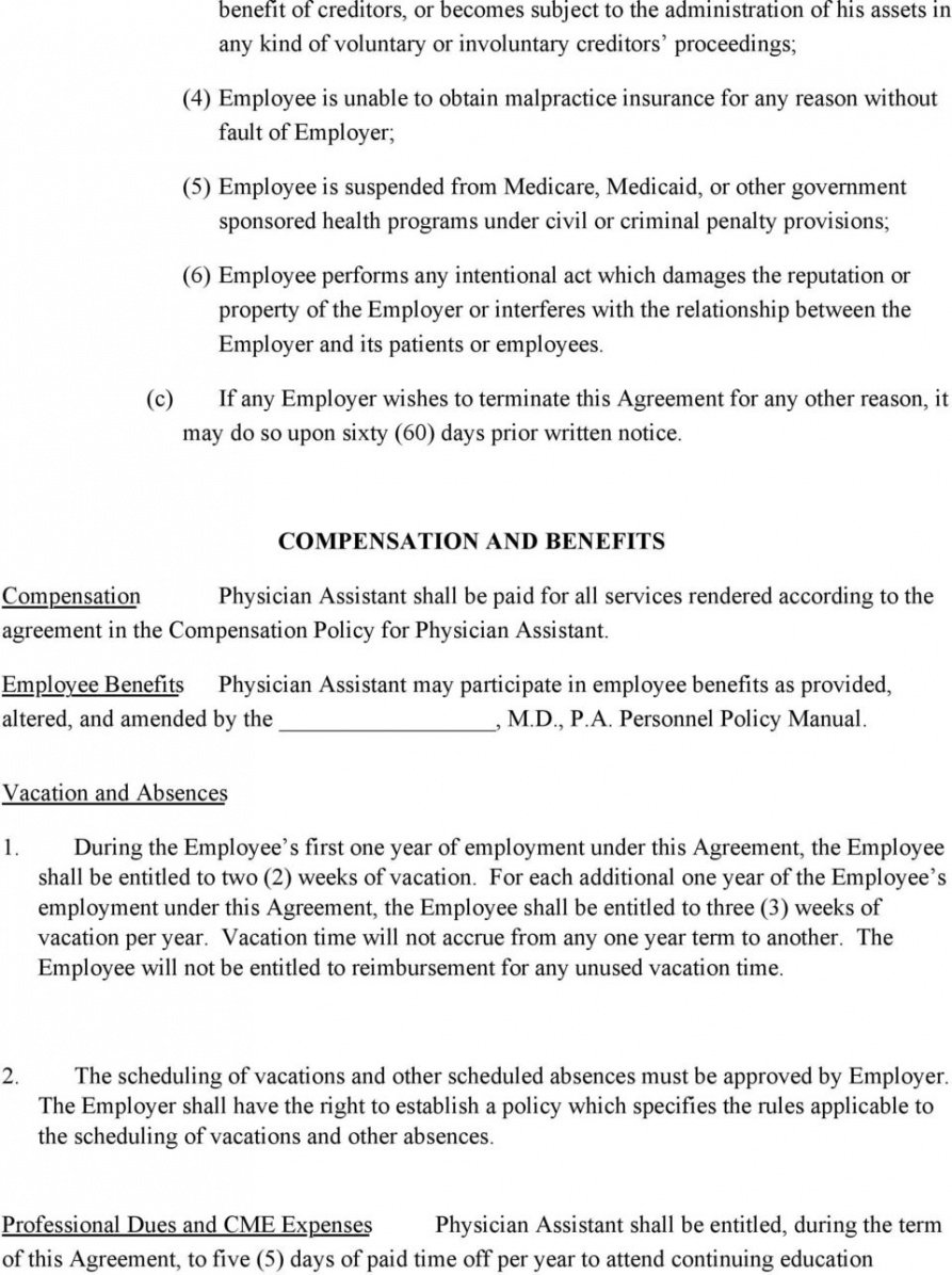 physician assistant employment agreement terms of agreement physician assistant employment contract template example