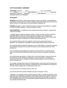 printable artist management contract 2020 pdf  fill online printable artist development contract template word