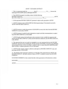 printable artist management contract template ~ addictionary artist development contract template pdf