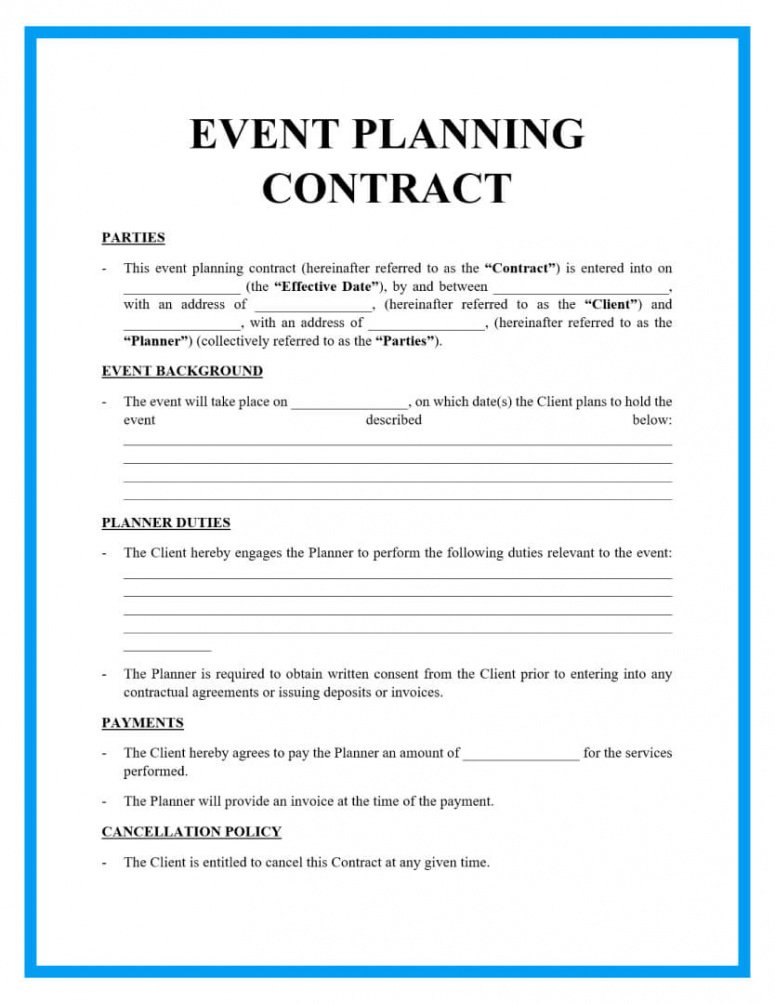 printable free downloadable event planning contract template event management contract template pdf