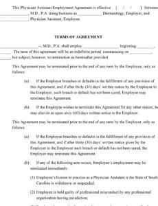 printable physician assistant employment agreement terms of agreement physician assistant employment contract template sample