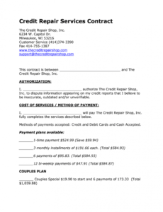 Credit Repair Contract Template