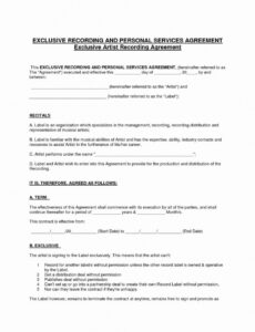 sample record label contract template ~ addictionary independent record label contract template pdf