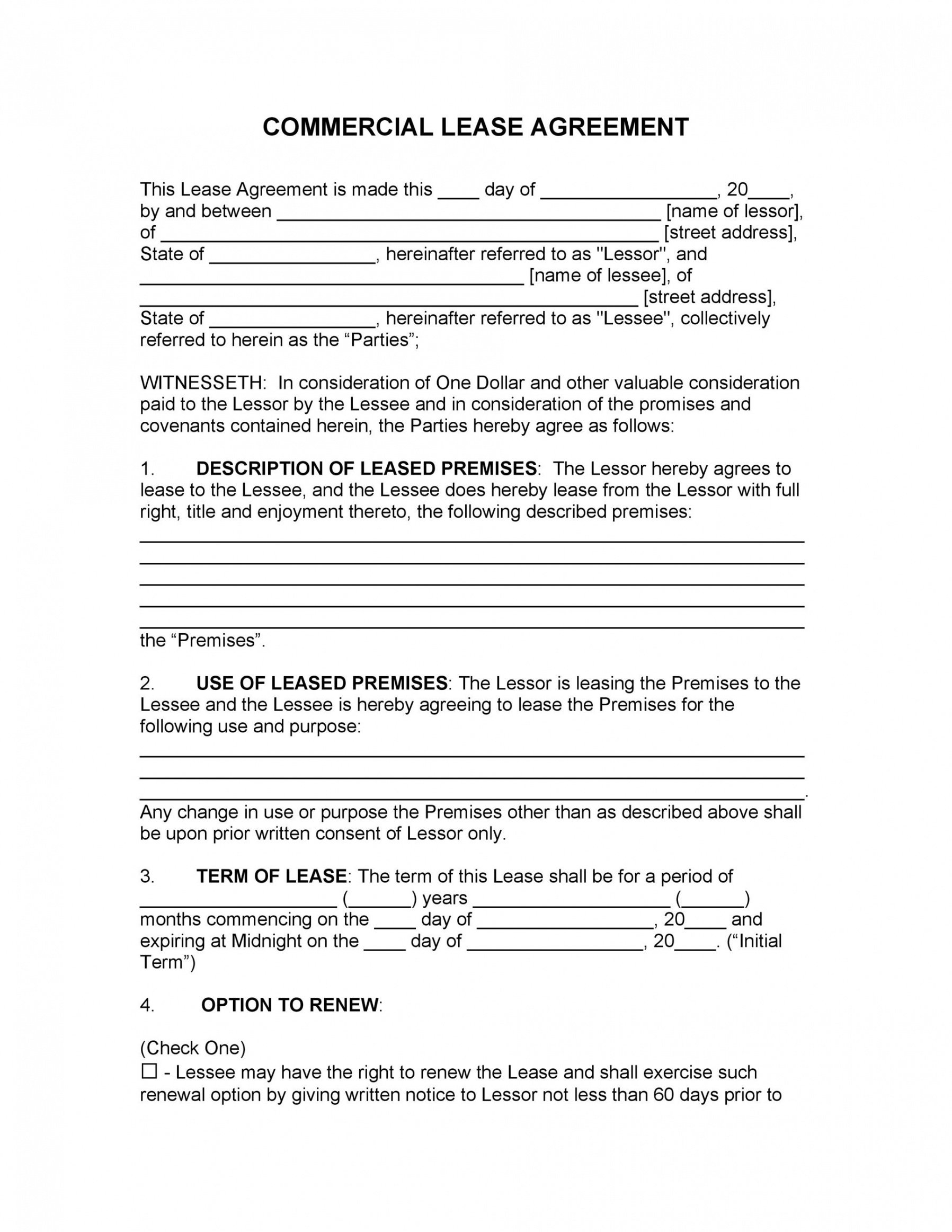 26 free commercial lease agreement templates  templatelab commercial lease contract template word