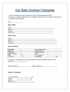 42 printable vehicle purchase agreement templates  templatelab car sale contract with payments template sample