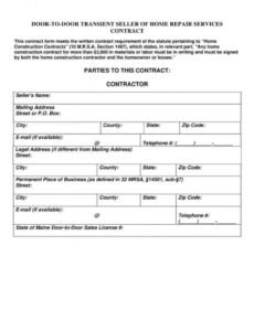 Free Simple Home Repair Contract Template Fill Online Home Repair