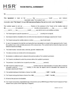 editable 39 simple room rental agreement templates  templatearchive rent a room contract template doc