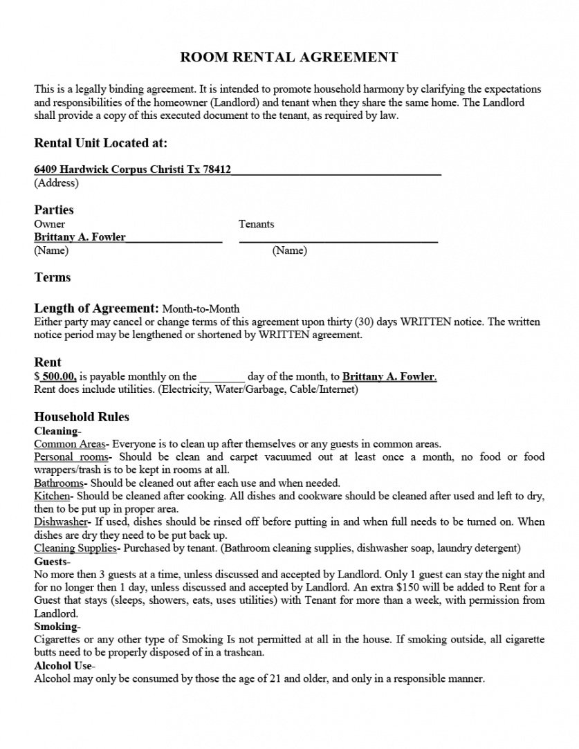 editable 39 simple room rental agreement templates  templatearchive rent a room contract template doc