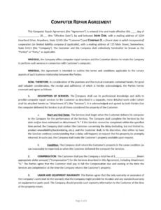 editable computer repair contract template  approveme  free property maintenance contract template example