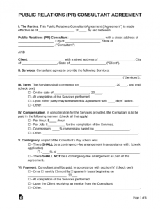 editable free public relations pr consultant agreement template public relations contract template excel