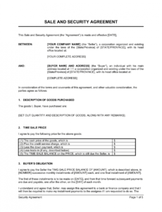 editable security agreement covering consumer goods template  by security service contract template word