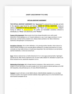 editable virtual assistant contract template personal assistant contract template word