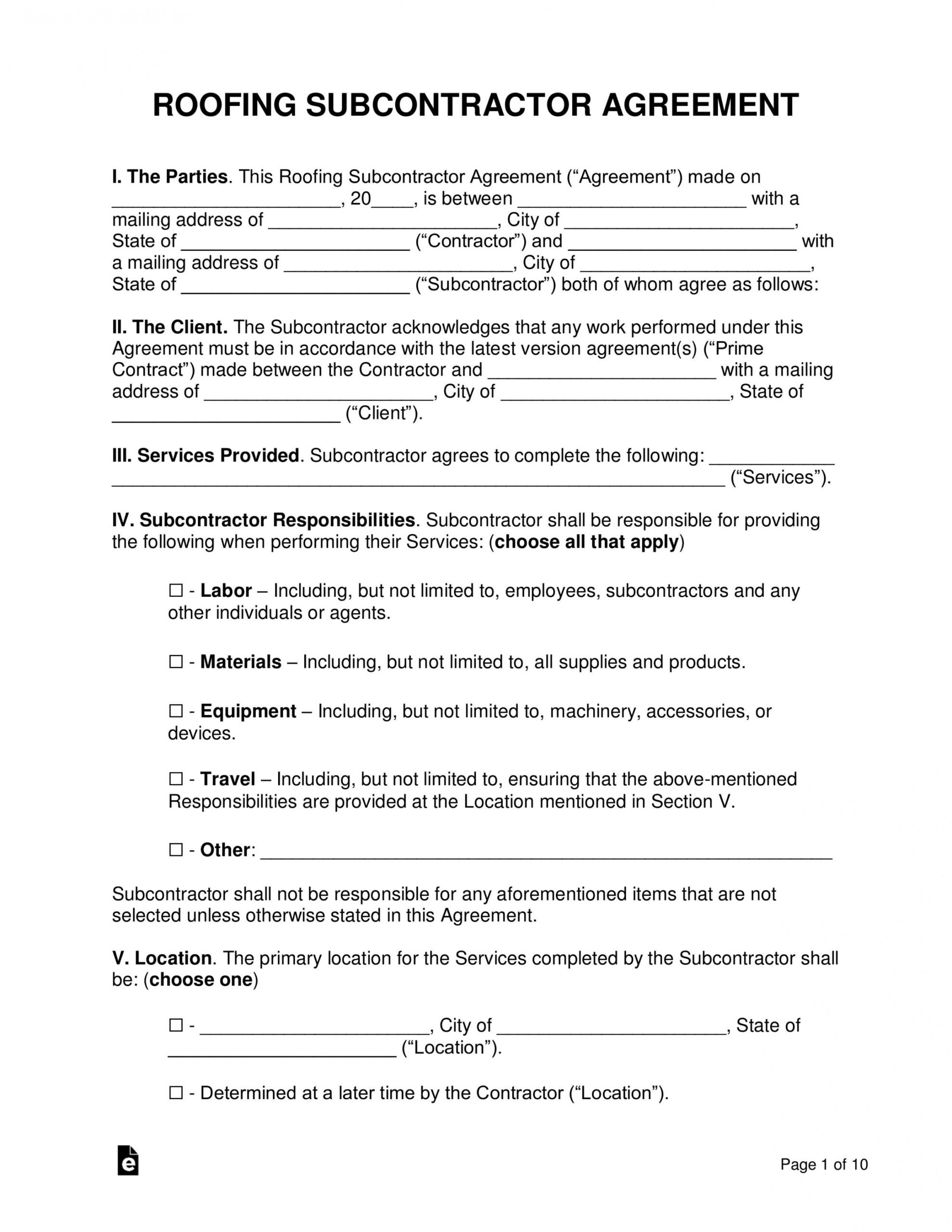 free roofing contract template ~ addictionary roofing contract agreement template example