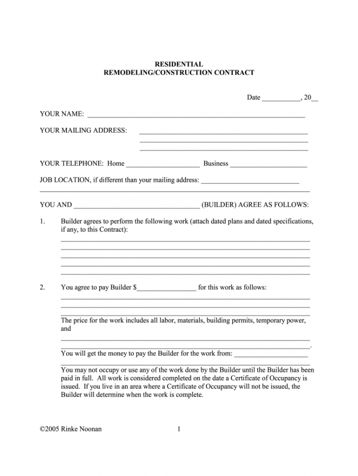 Simple Home Repair Contract Template