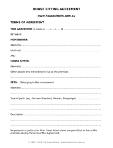 house sitting agreement  fill out and sign printable pdf template  signnow dog sitting contract template sample