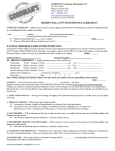 lawn care and landscape maintenance contract pdf  fill lawn maintenance contract template sample