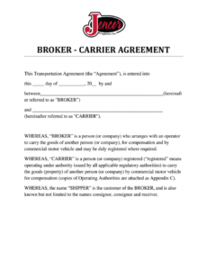 printable broker carrier agreement template  fill out and sign printable pdf  template  signnow freight broker contract template sample