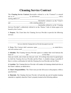 printable cleaning service contract template download printable pdf janitorial services contract template example