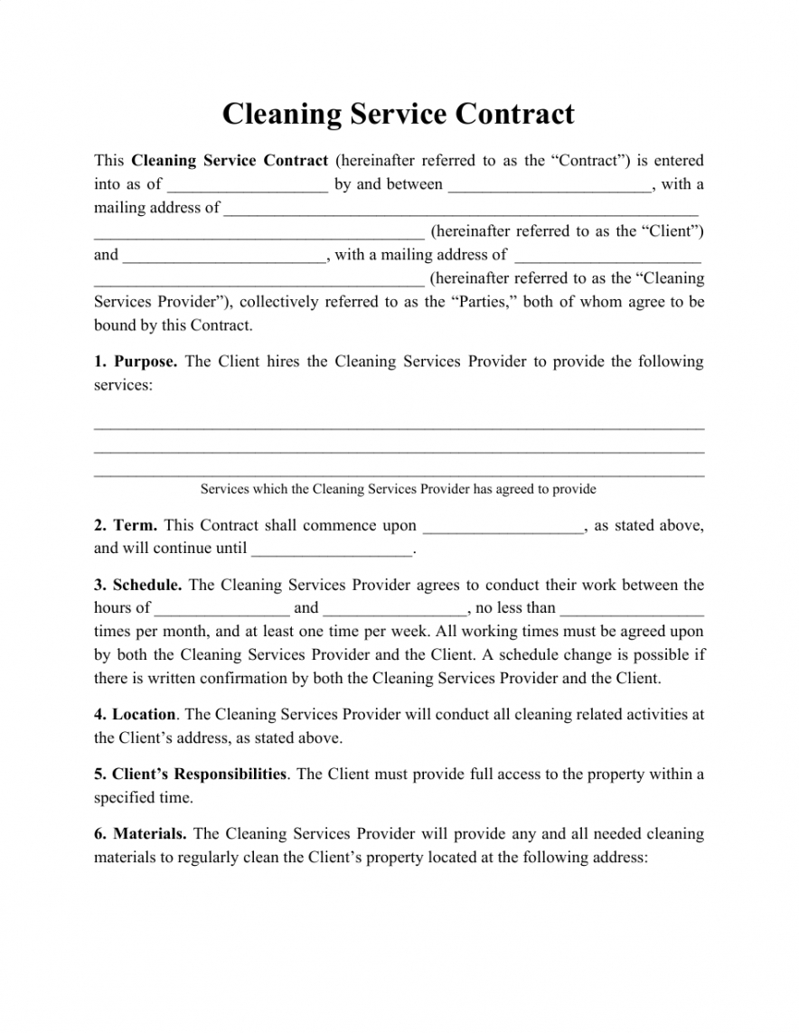 printable cleaning service contract template download printable pdf janitorial services contract template example