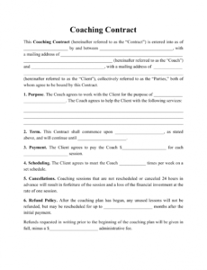 printable coaching contract template download printable pdf life coach contract template sample