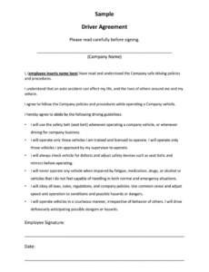 printable driver contract of employment sample  fill online truck driver contract agreement template sample