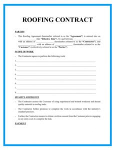 printable free roofing contract template samples roofing contract agreement template sample