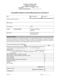 printable home remodeling contract template ~ addictionary home renovation contract template word