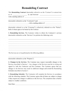 printable remodeling contract template download printable pdf home renovation contract template word