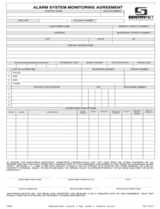 sample fillable online sentrynet alarm system monitoring agreement alarm monitoring contract template pdf
