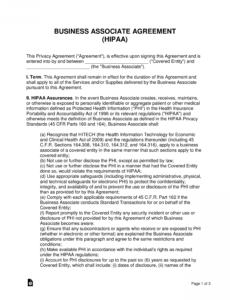 sample free business associate hipaa agreement  pdf  word  eforms medical billing contract template