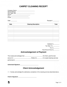 sample free carpet cleaning receipt template  pdf  word  eforms carpet cleaning contract template doc