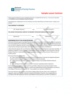 sample locum contract  divisions of family practice medical billing contract template pdf